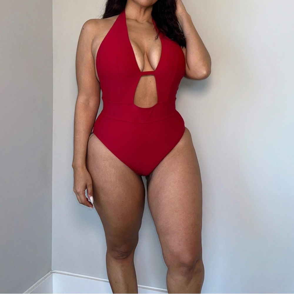 NWOT Red Halter One-Piece Swimsuit